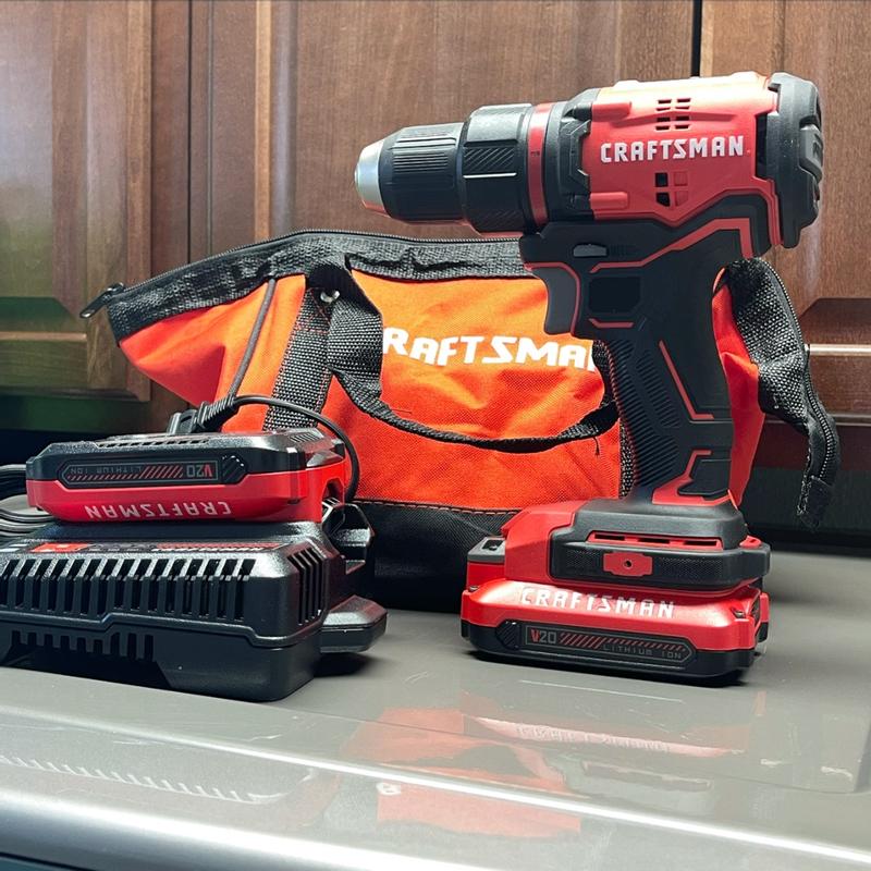 CRAFTSMAN V20 20-volt Max 1/2-in Brushless Cordless Drill (2-Batteries  Included, Charger Included and Soft Bag included) in the Drills department  at