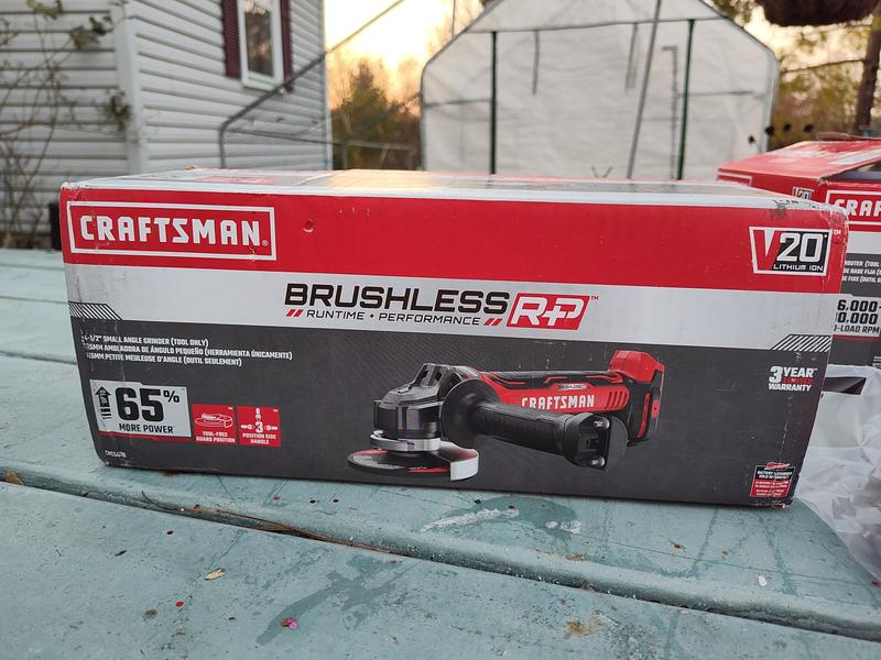 CRAFTSMAN V20 RP 4.5 in 20 volt Max Paddle Switch Brushless Cordless Angle Grinder Charger Not Included CMCG451B at Lowes