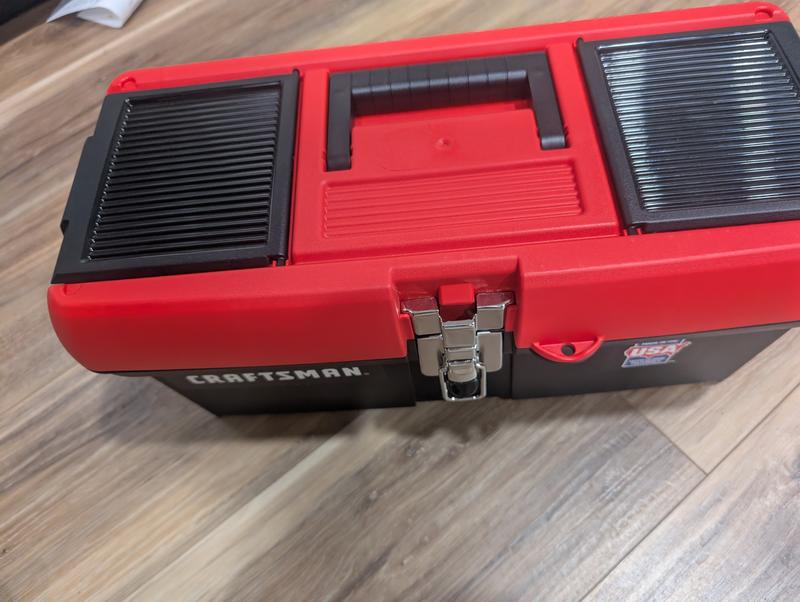 CRAFTSMAN 16-in W x 7.137-in H x 8.12-in D Black Plastic Tool Box ...