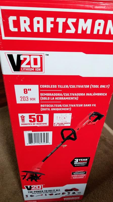 CRAFTSMAN 20-Volt Lithium Ion Forward-Rotating Cordless Electric Cultivator  (Tool Only) In Red, CMCTL320B