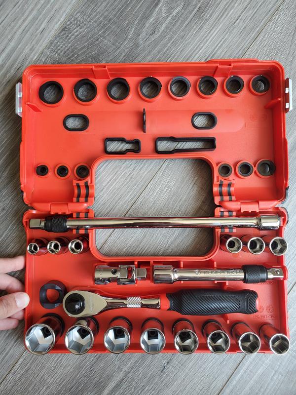 CRAFTSMAN V-Series 18-Piece Metric 3/8-in Drive 6-point Set Shallow Socket  Set in the Sockets & Socket Sets department at