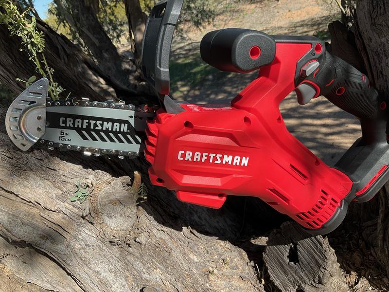 PRORUN 20V 7 in. Brushless Cordless Mini Chainsaw with 4.0 Ah Battery and Charger, PMCS120, Red