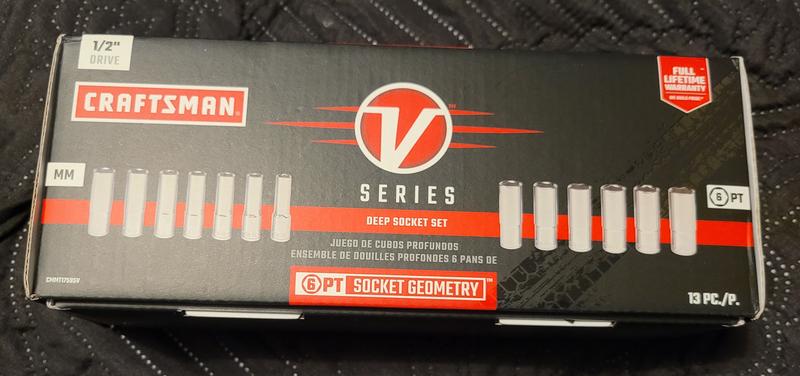 CRAFTSMAN® V-Series™ 1/2-Inch Drive 6-Point Metric Deep Socket Set