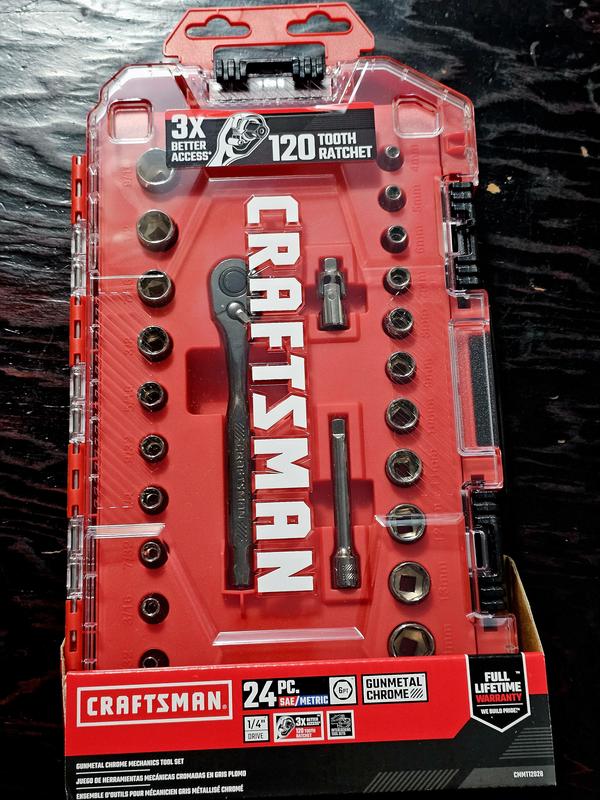 CRAFTSMAN 1/4-Inch Drive Gunmetal Chrome Standard (SAE) and