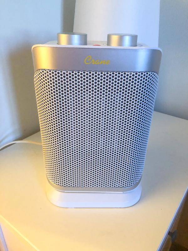 Heater compared to nightstand surface