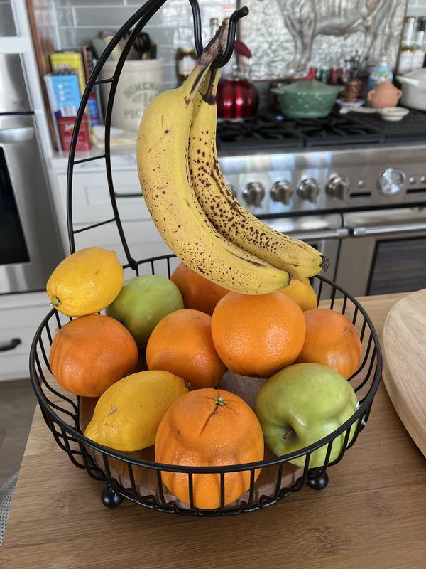 Cora Black Acacia Wood Fruit Basket with Banana Hanger + Reviews