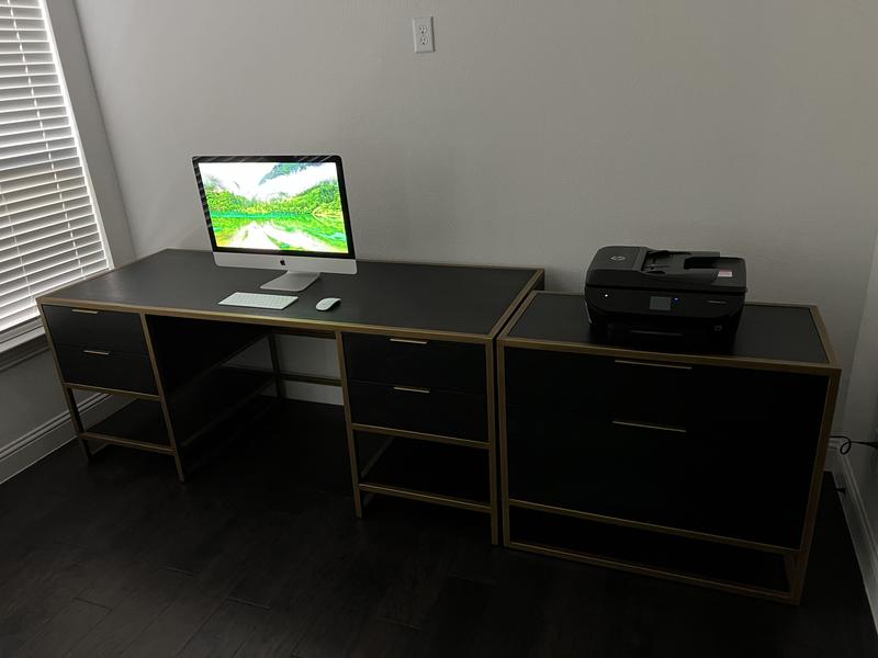 Oxford black executive desk 2024 with power outlet