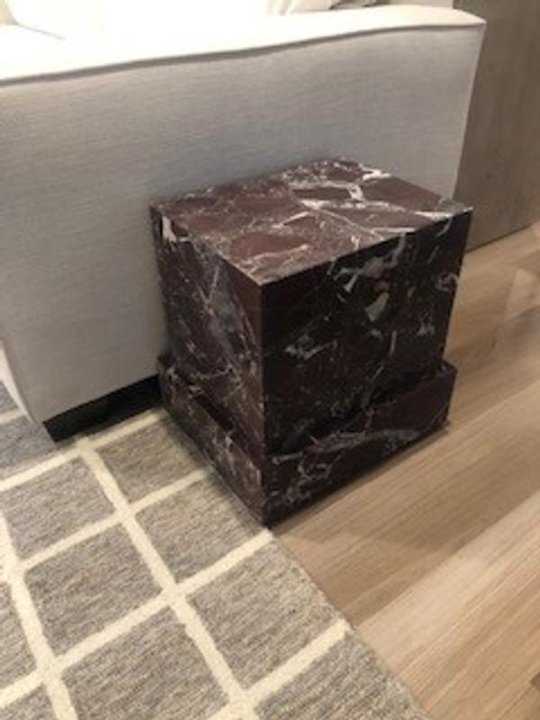 La Sienna Piccolo Dark Red Marble Plinth Side Table by Athena
