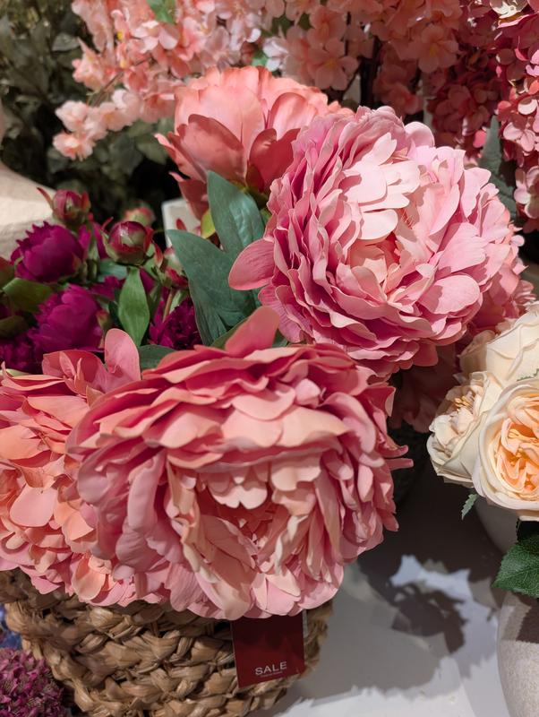 Faux Pink Peony Stem 24