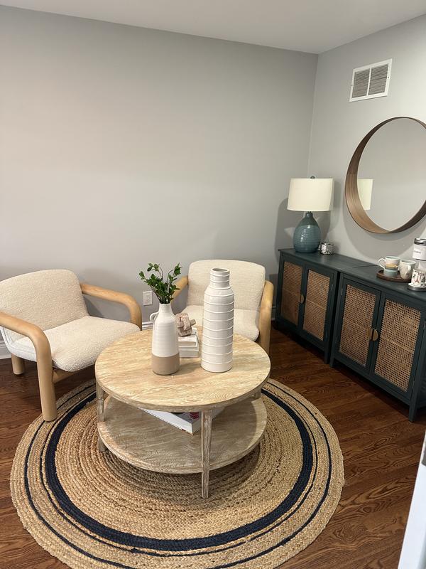 Clairemont Natural Oak Wood 60 Oval Coffee Table with Shelf