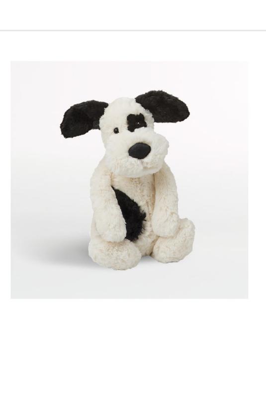 Jellycat Bashful Black and Cream Puppy Kids Stuffed Animal +