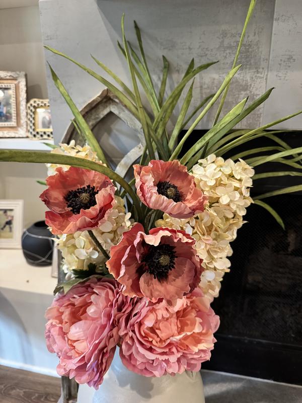 Faux Pink Peony Stem 24