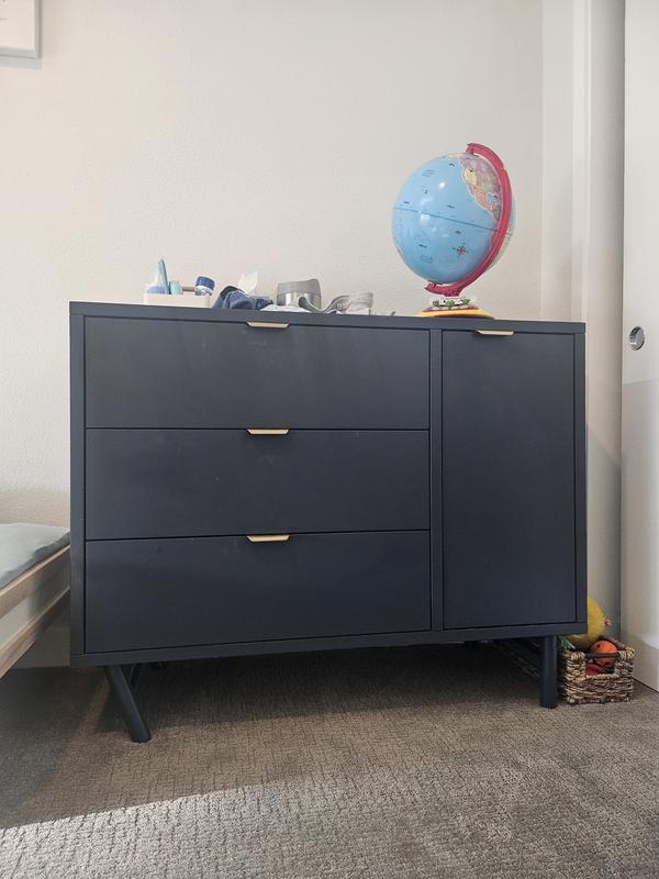 Classic 44" Deep Navy Blue Wood 3-Drawer Kids Dresser with Door + Reviews |  Crate & Kids