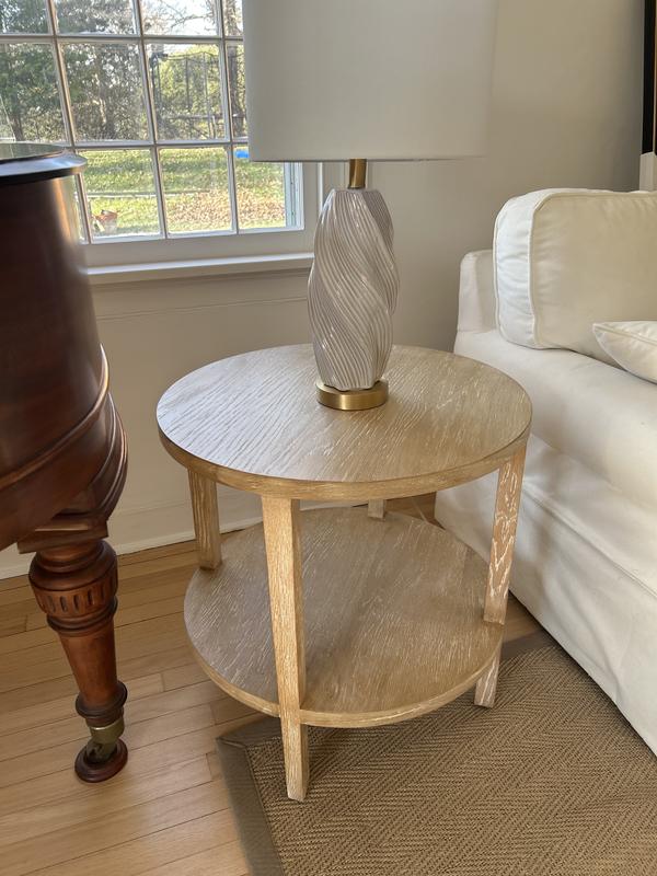 Clairemont Ebonized Oak Wood 60 Oval Coffee Table with Shelf