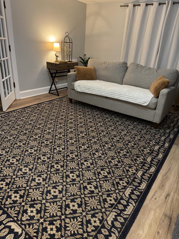 Bordeaux Wool Traditional Hand-Knotted Navy Blue Area Rug 8'x10' +