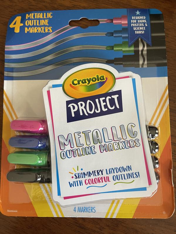  Crayola Metallic Outline Paint Markers, Assorted Colors, Art  Supplies, 6 Count