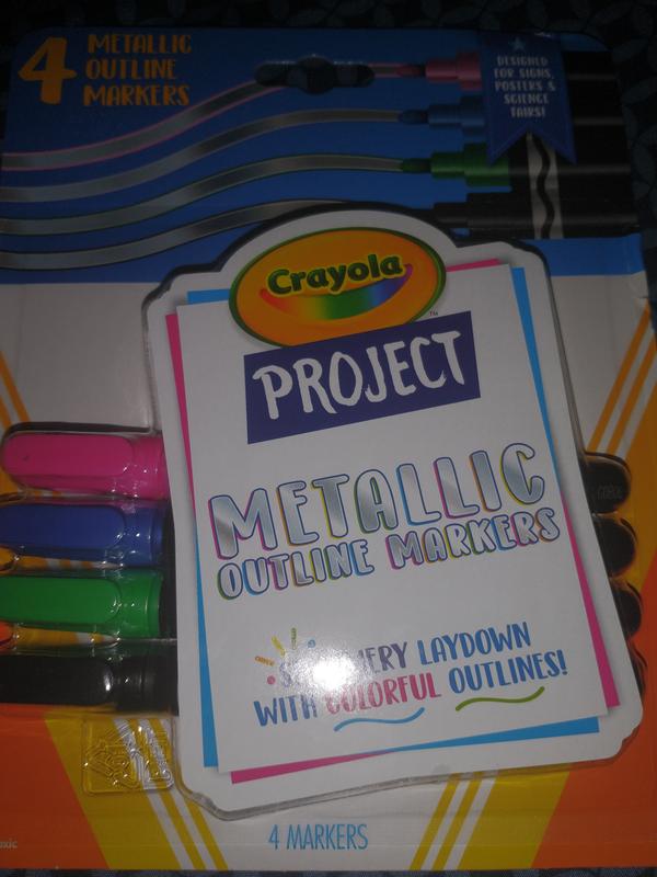  Crayola Metallic Outline Markers, Assorted Colors, Art  Supplies, 4 Count
