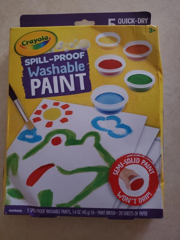 Spill Proof Washable Paints, 5 Colors, 1.4 Oz Cups, 5 Sets/carton