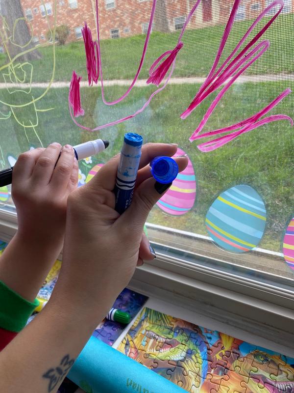 Tina vdb  Art + Design — Window writing with window crayons, such