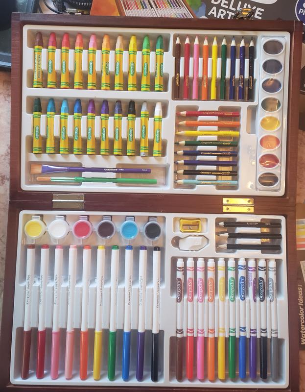 Crayola Deluxe Art Set Wooden Box 80 pieces NEW-Pencils, Markers, Paint,  Crayons