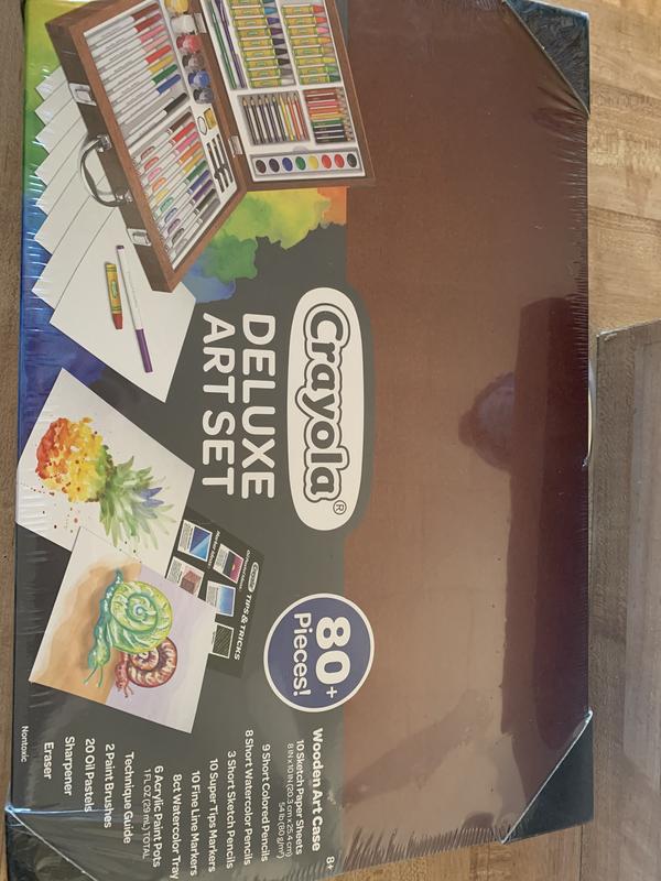 Crayola Deluxe Art Set Wooden Box 80 pieces NEW-Pencils, Markers, Paint,  Crayons