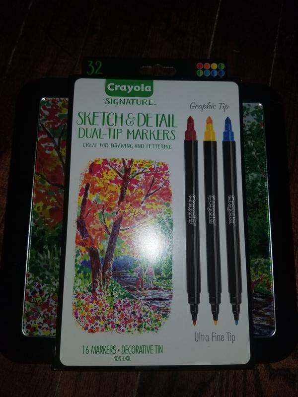 Crayola Signature Brush and Detail Dual-Tip Markers, Set Of 32 Assorted  Colors