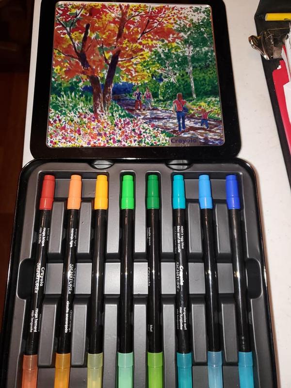 Crayola Signature Sketch & Detail Dual-Tip Markers W/Tin