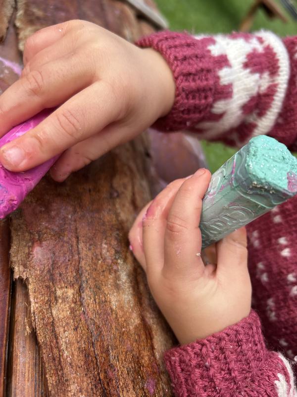 Gifted glitter chalk before taking indoors so does not harm environment