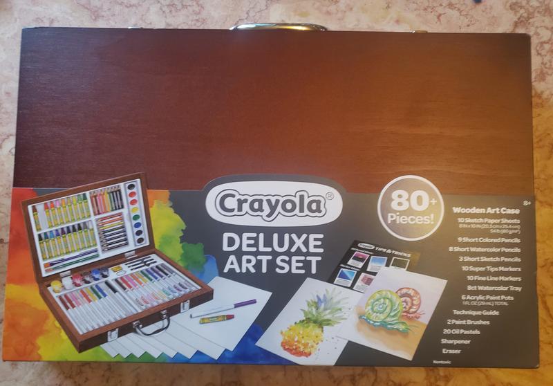 Crayola Deluxe Art Set Wooden Box 80 pieces NEW-Pencils, Markers