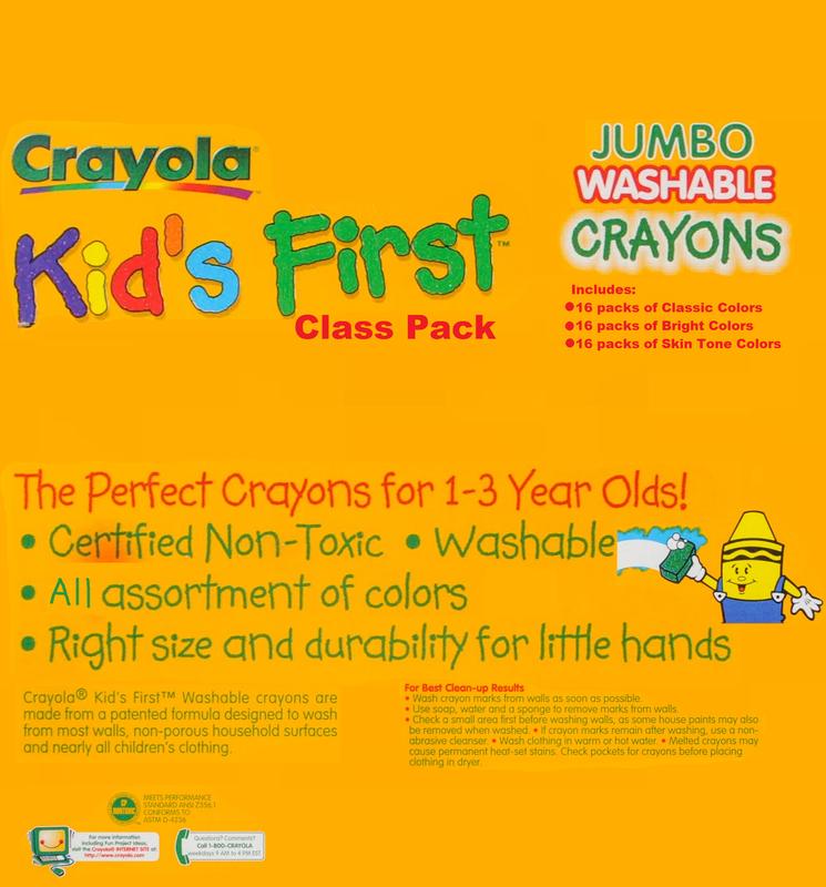 Lot of 16 JUMBO WASHABLE CRAYONS Brilliant Colors Easy To Hold (2) 8 packs