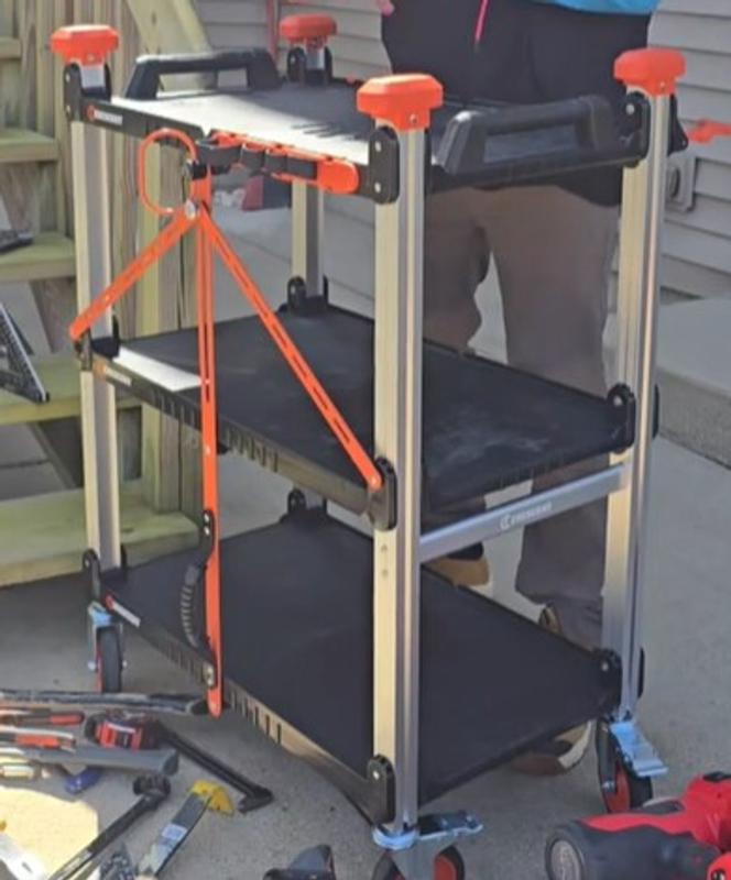 3 Shelf Folding Jobsite Cart | Crescent SITERUNNER
