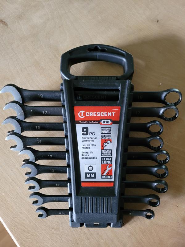 BLACK + DECKER 9pc Combination Open & Ring Spanner Wrench Set:  Metric/Imperial