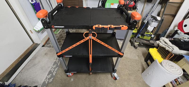 3 Shelf Folding Jobsite Cart | Crescent SITERUNNER