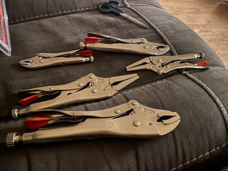 Crescent Lock Plier Set 5 Pc. Curved and Long Nose Locking Plier Set - –  Extra Mile Tools