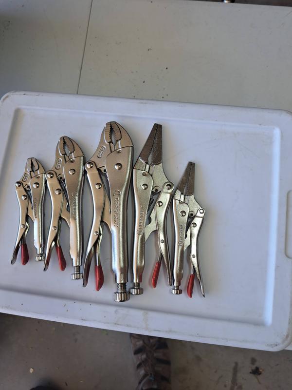 Curved/Flat/Long Nose, 1 1/8 in_1 1/2 in_1 3/4 in_1 7/8 in_2 in Max Jaw  Opening, Locking Pliers Set - 1ECG5