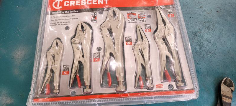 Crescent Lock Plier Set 5 Pc. Curved and Long Nose Locking Plier Set - –  Extra Mile Tools