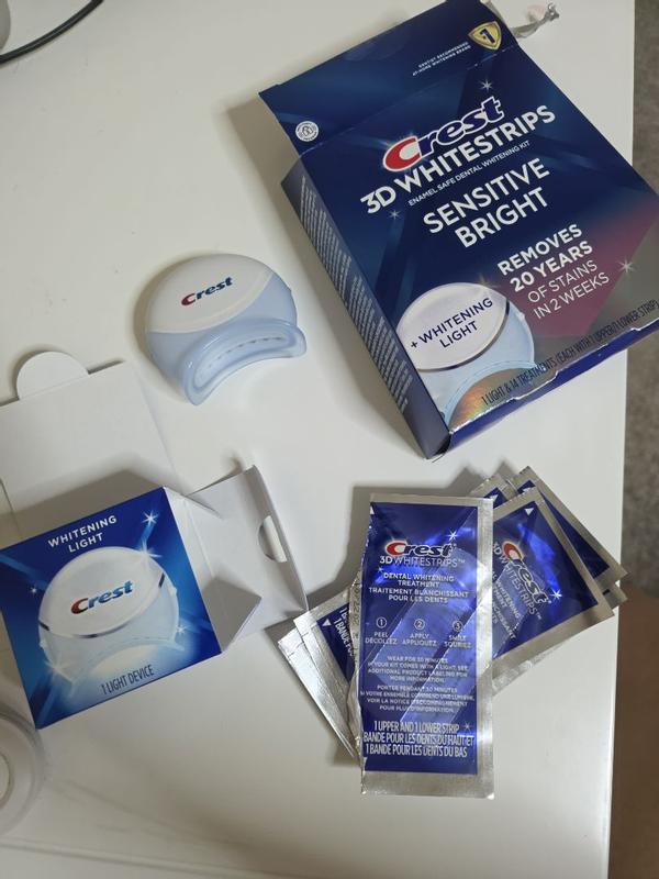 3DWhitestrips Sensitive + LED Light At-Home Teeth Whitening Kit