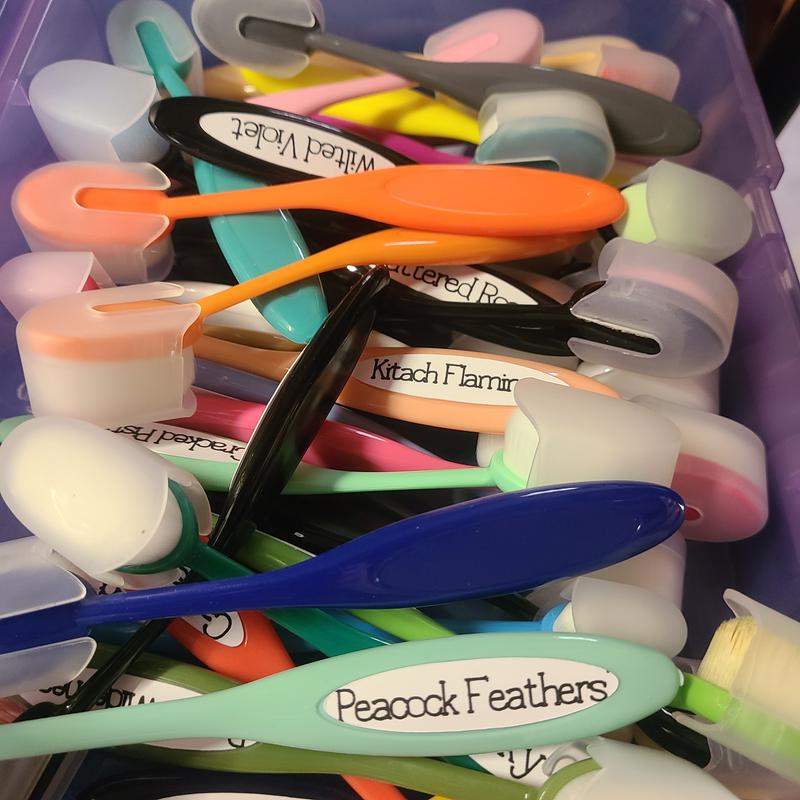 My distress ink brushes, labeled.