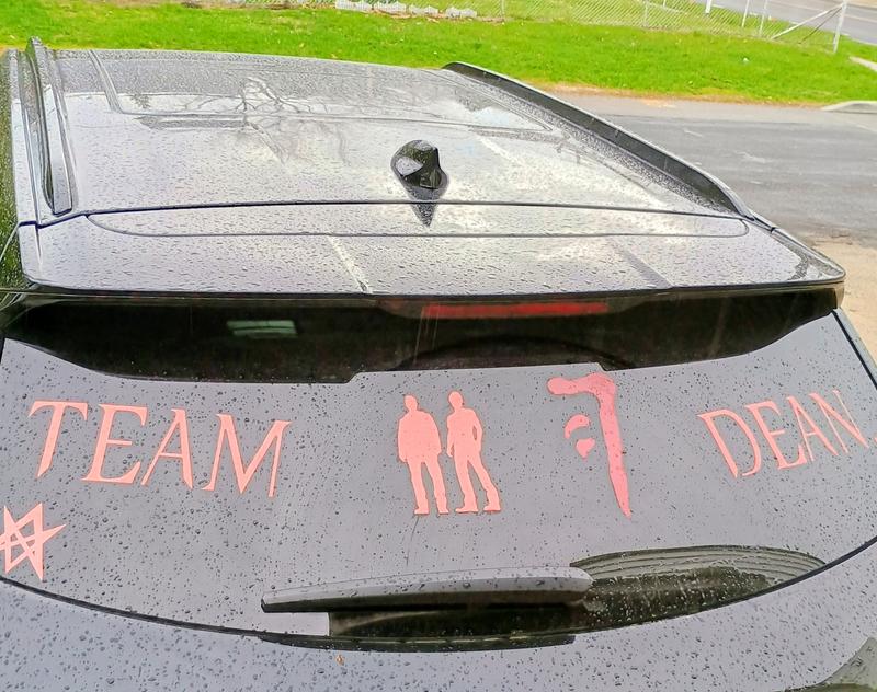 My car decals. Work decorating contest