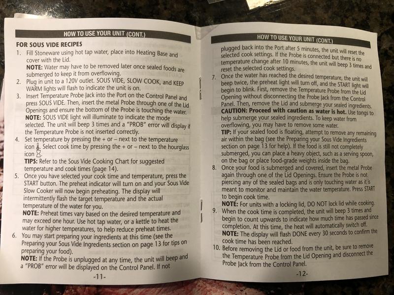 Simple to follow sous vide directions