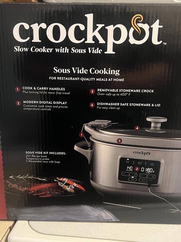 Crock-Pot® Programmable 7-Quart Cook & Carry Slow Cooker with Sous Vide,  Stainless Steel