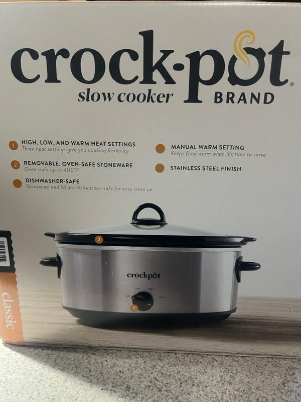 Crock-Pot 7 Quart Oval Manual Slow Cooker, Stainless Steel (SCV700-S-BR)