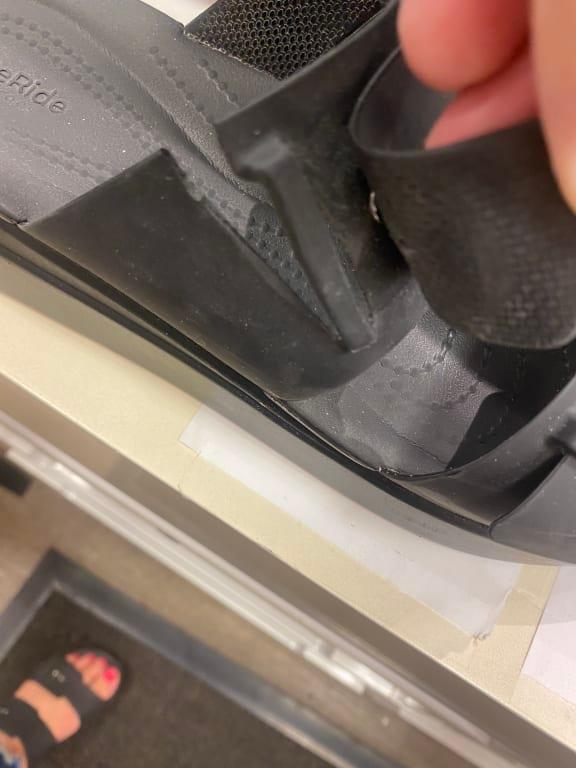 Look at edge of belt area .. both pair have split I. The exact same spot