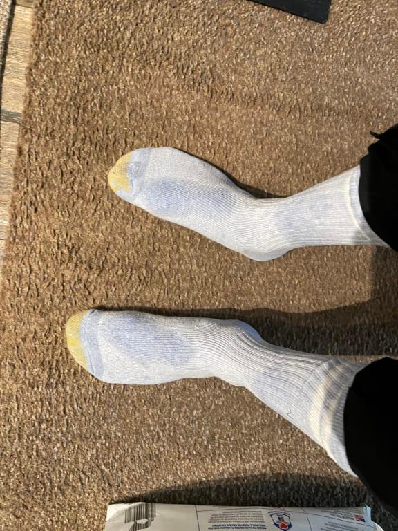 Wet socks water leaked walking in rain