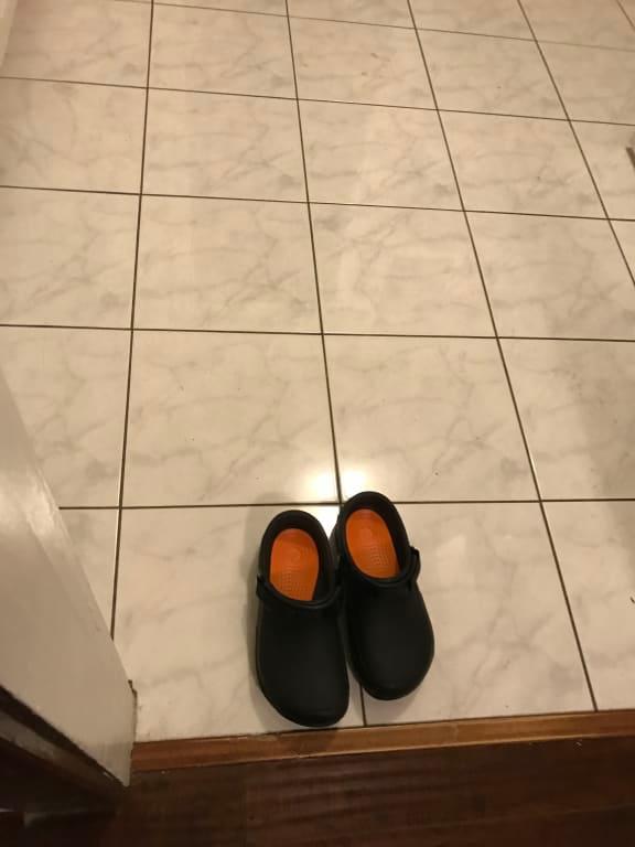 I leave my shoes in the kitchen, because that's where they feel best. Ya digg!