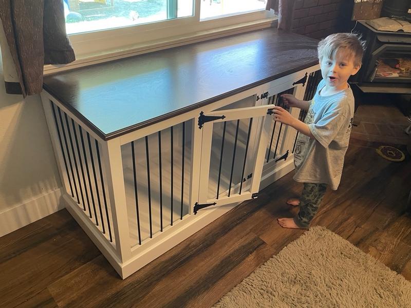 Image showcasing Crosley Winslow Corner Credenza Dog Crate | Bloomingdale's