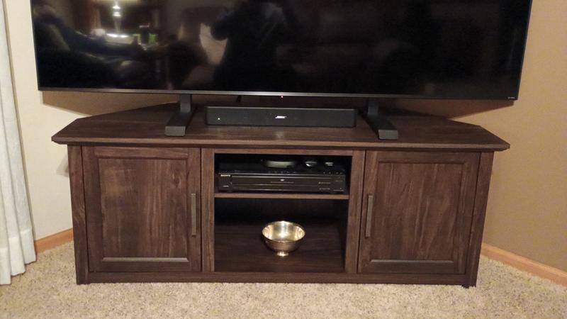 75" TV not too awkward on this TV console