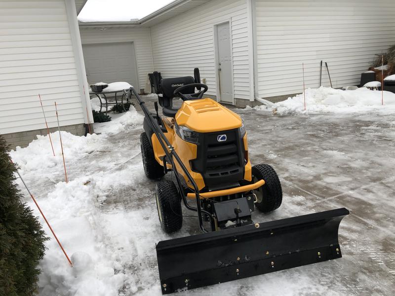 Snow plow for cub cadet online mower