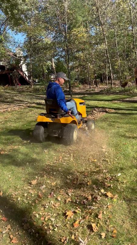 Blowing "mulched" clippings away from tractor