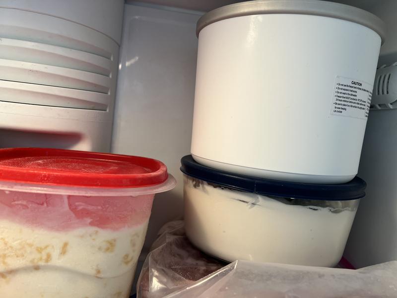 While mixing and in the freezer!